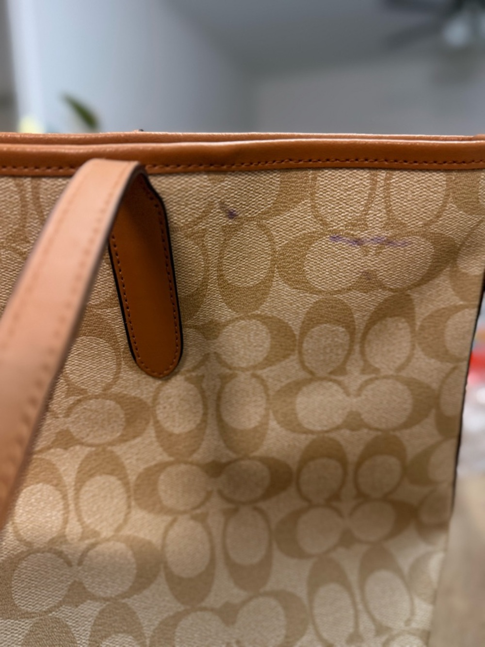 Coach Signature Canvas Tote Bag in Tan - Picture 3 of 5